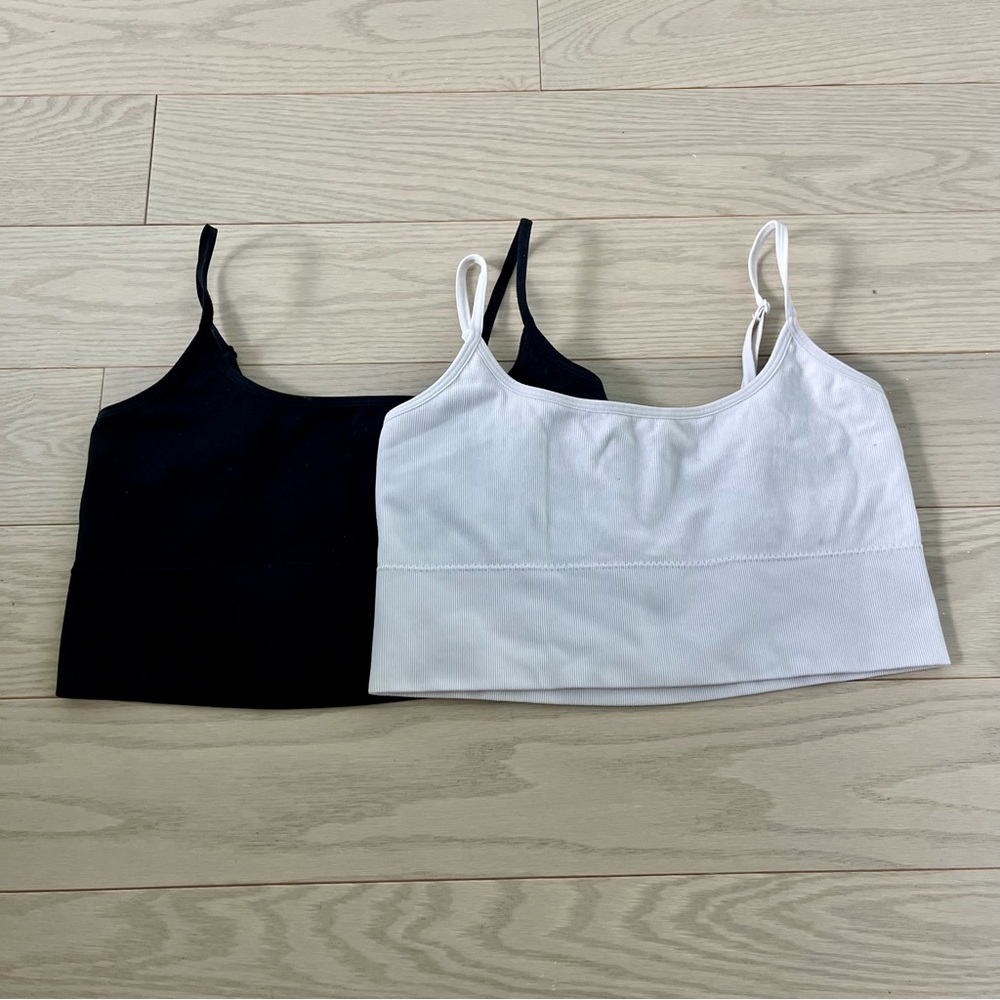 Garage Black and White Ribbed Cropped Tank Bundle